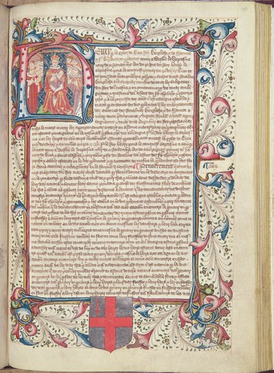 Henry VII depicted within the initial H, Title page from Cartae Antiquae by English School